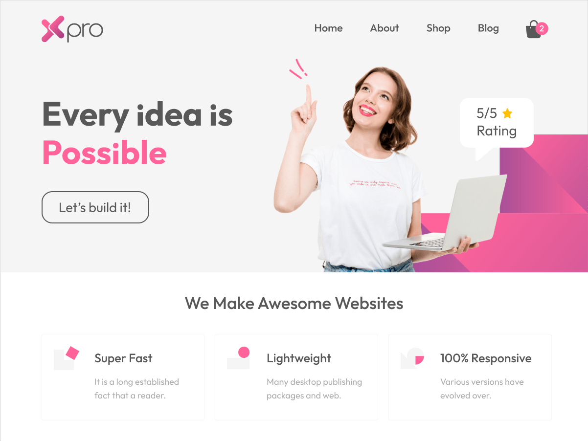 Xpro website example screenshot
