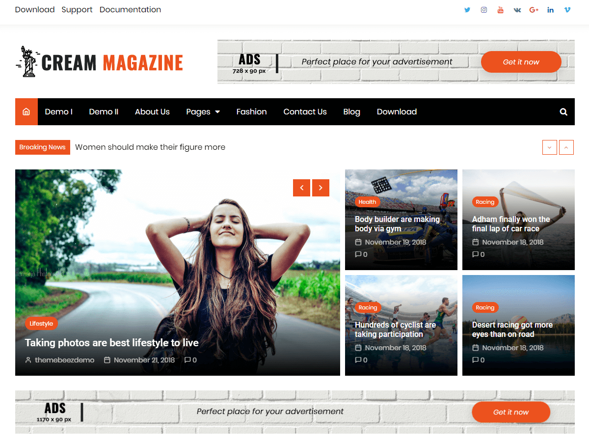 Cream Magazine website example screenshot