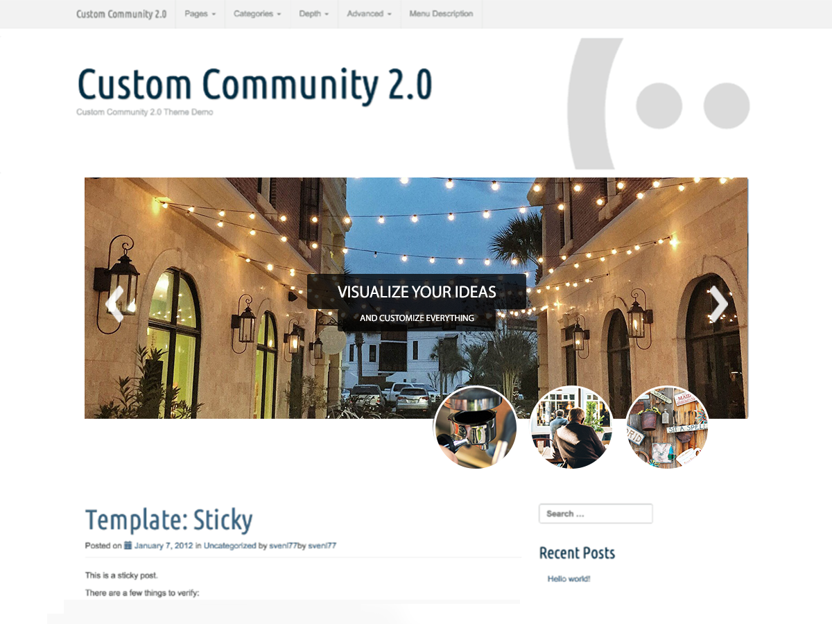 Custom Community website example screenshot