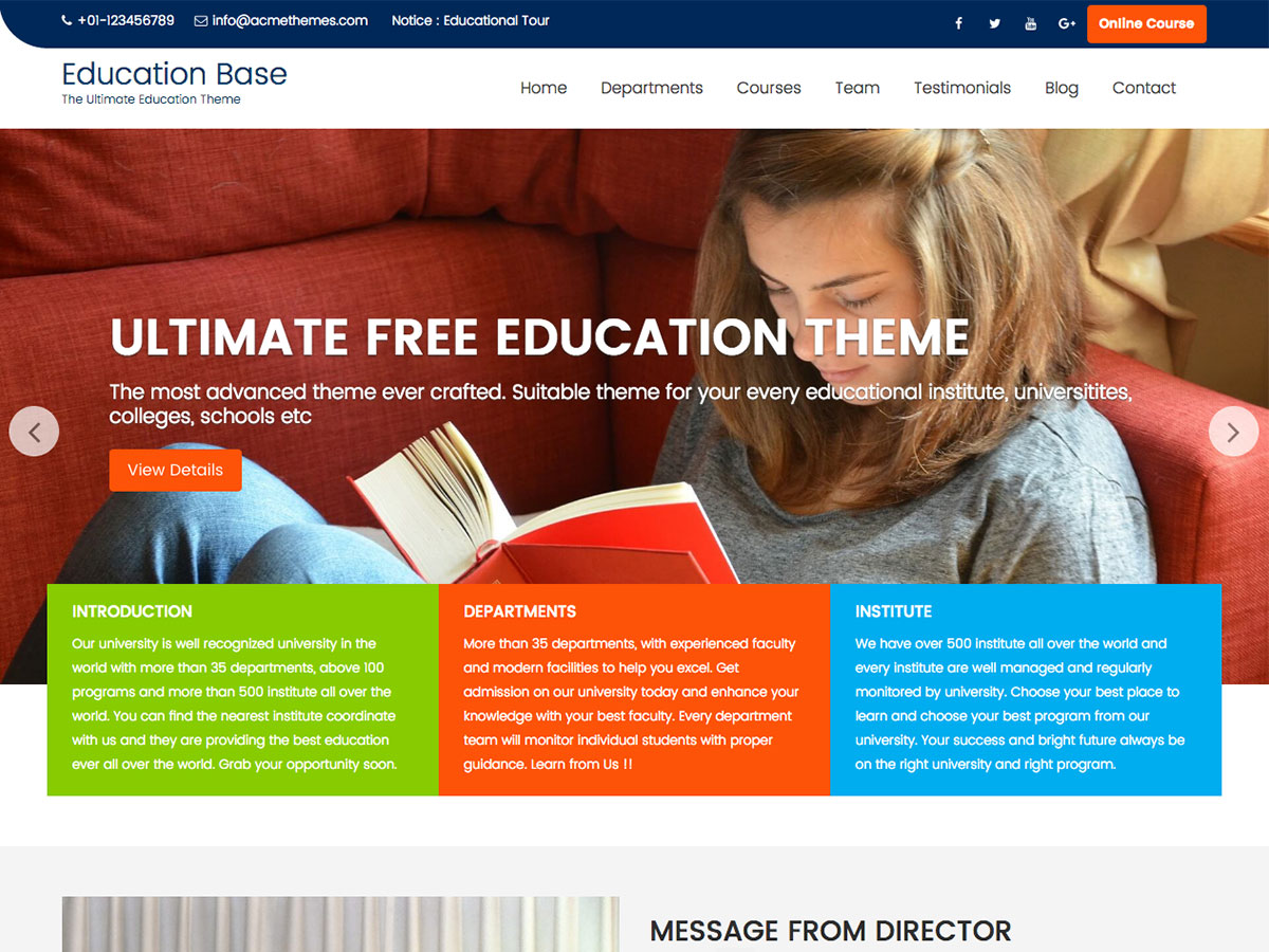Education Base website example screenshot