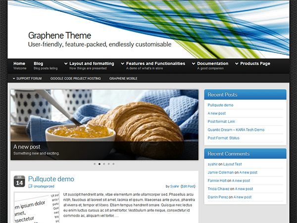 Graphene theme websites examples