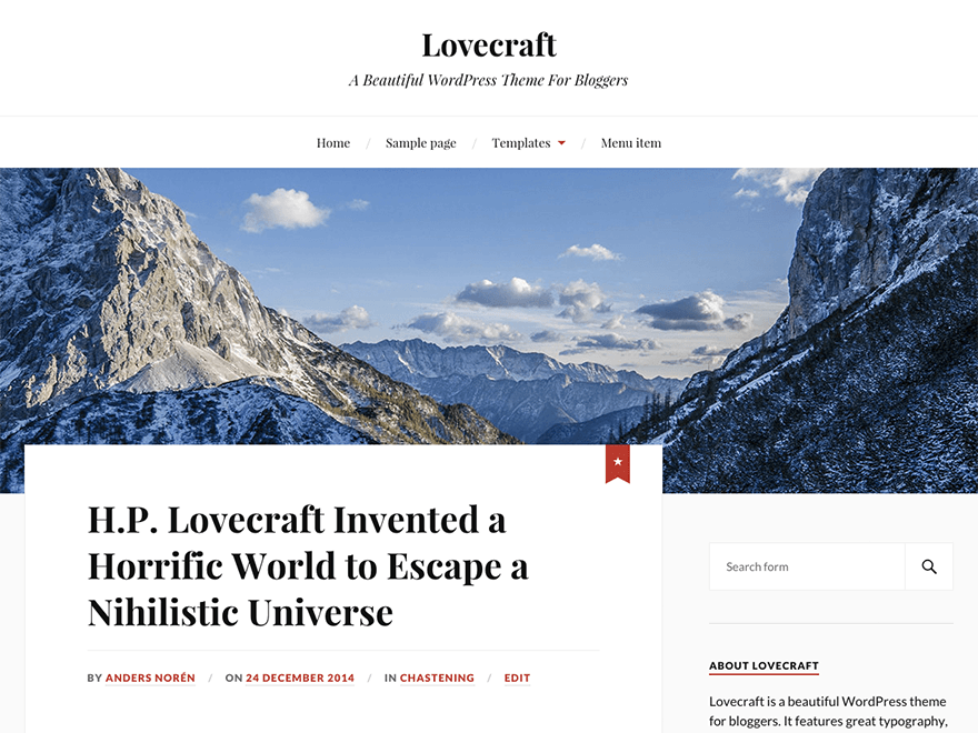 Lovecraft website example screenshot