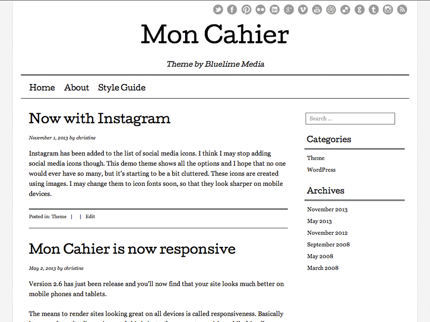 Mon Cahier website example screenshot