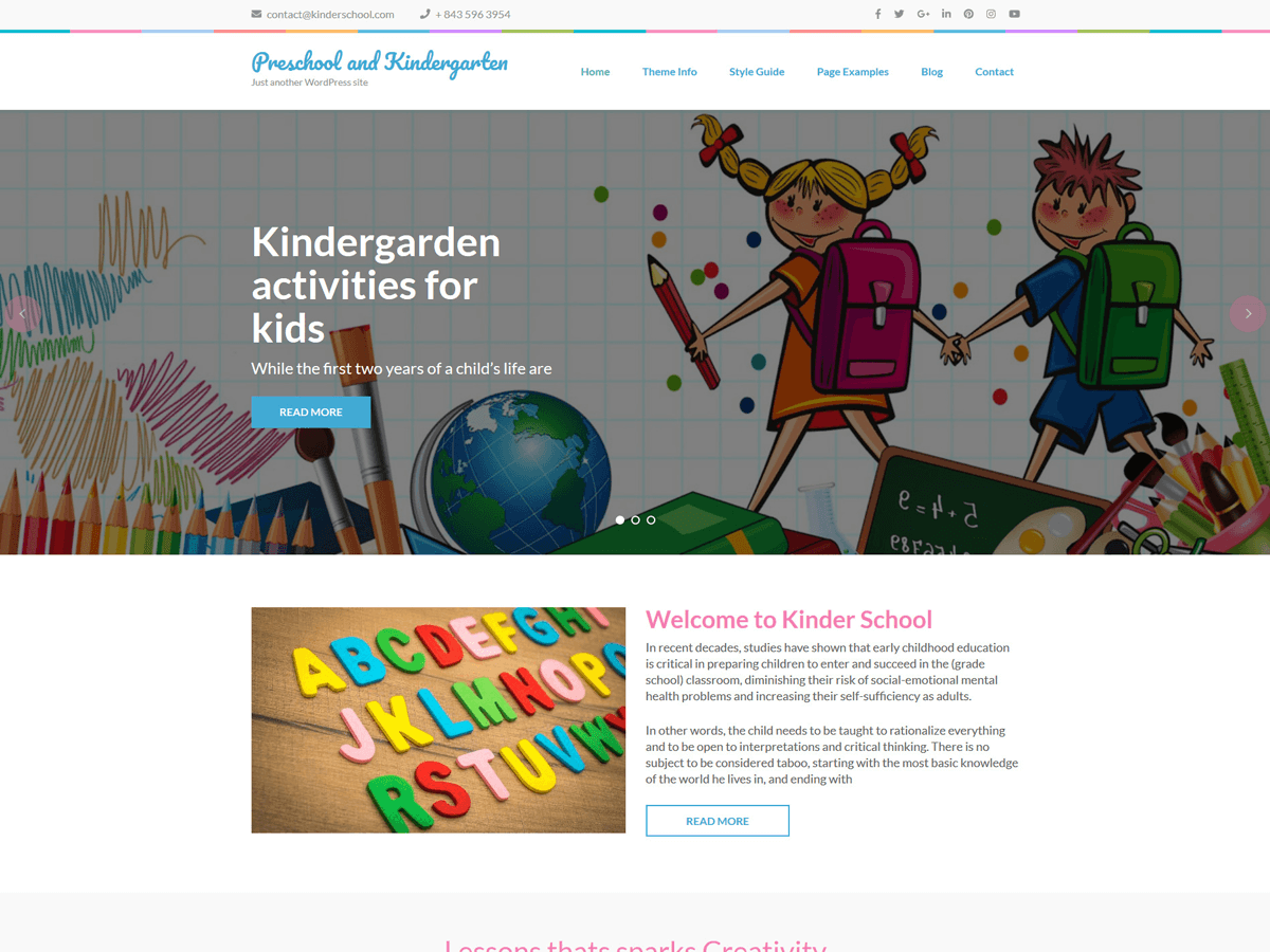 Preschool and Kindergarten website example screenshot