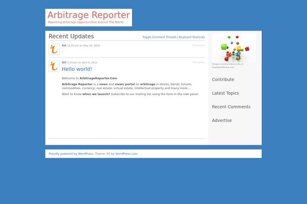 arbitragereporter.com site used P2