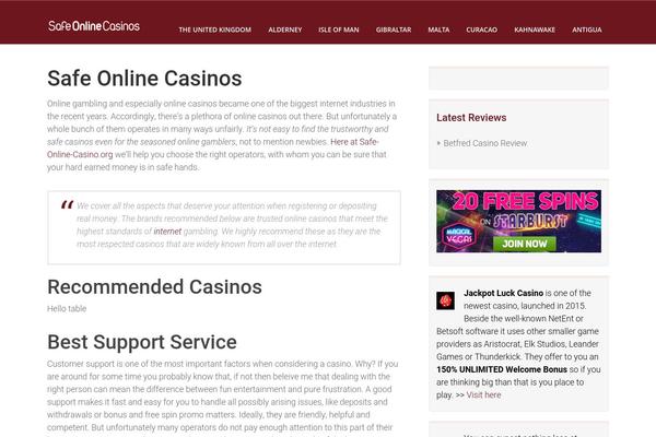 safe-online-casino.org site used Arras WP theme