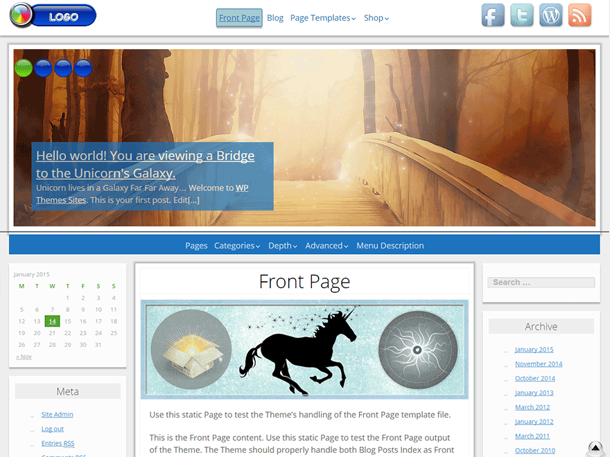 Unicorn website example screenshot