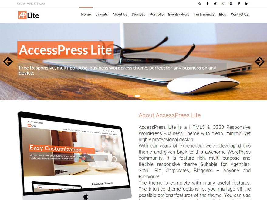 AccessPress Lite website example screenshot
