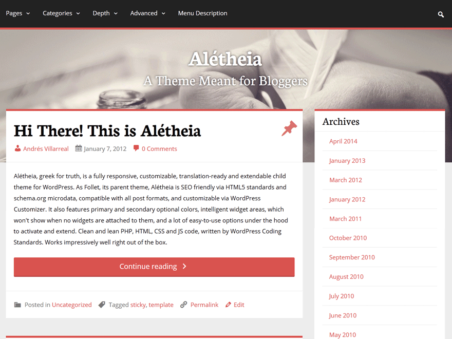 Alétheia theme websites examples