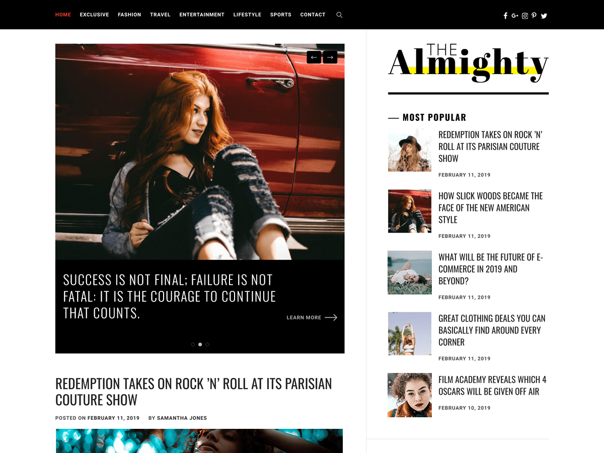 almighty WordPress theme, websites list used almighty theme almighty theme websites examples