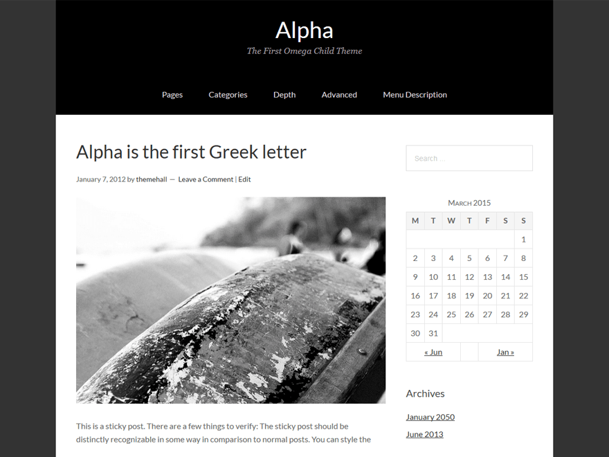 Alpha website example screenshot