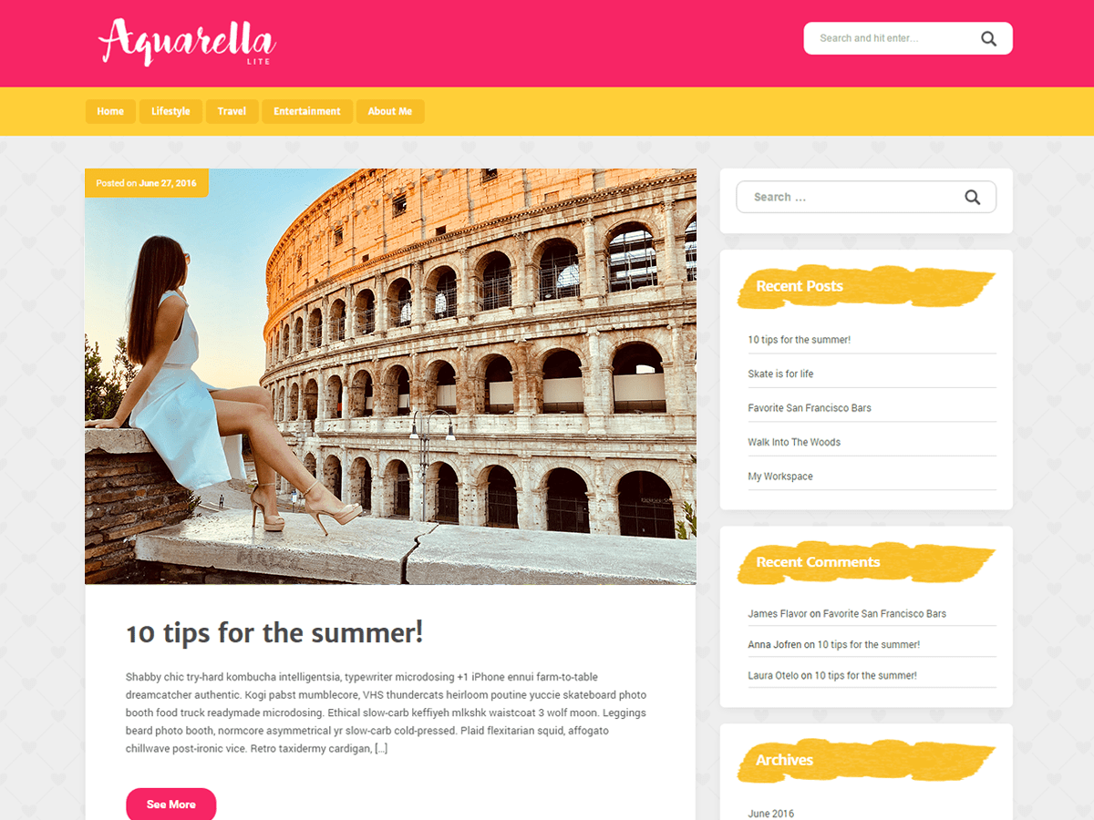 aquarella-lite theme websites examples