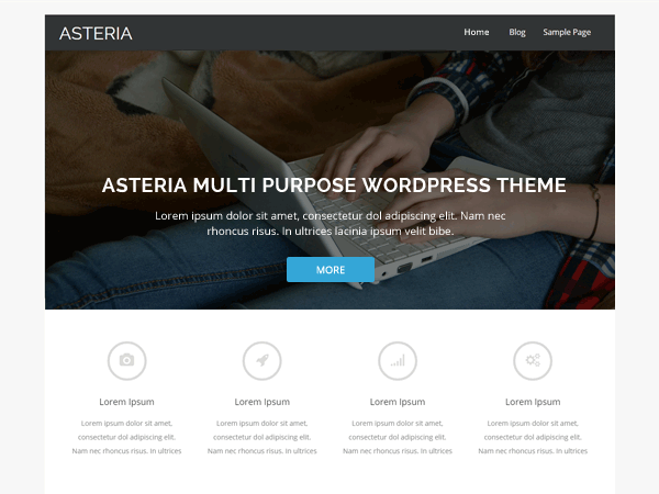 Asteria Lite website example screenshot