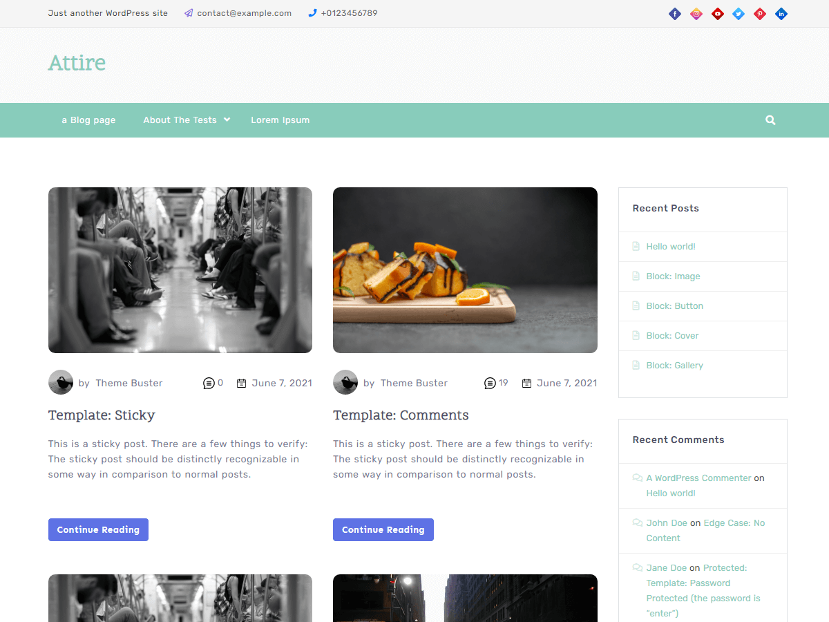 attire-blog theme websites examples