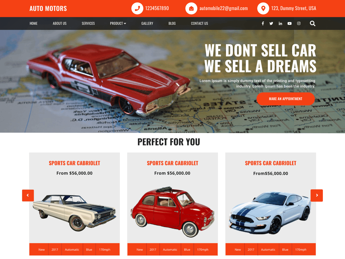 auto-motors theme websites examples