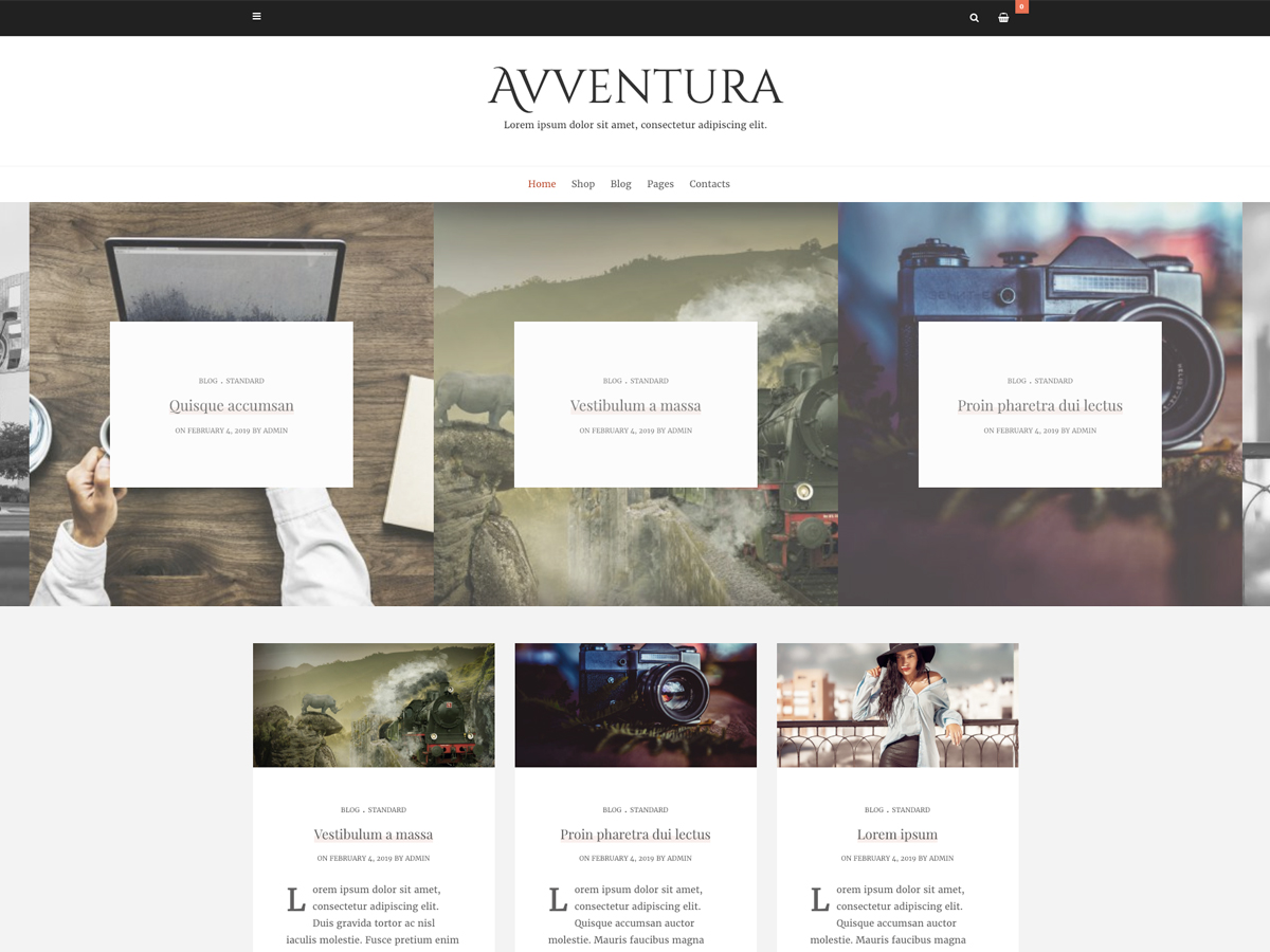 Avventura Lite website example screenshot