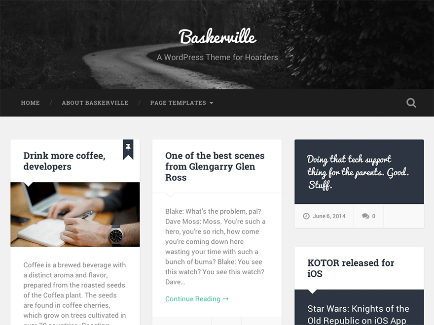 Baskerville theme websites examples