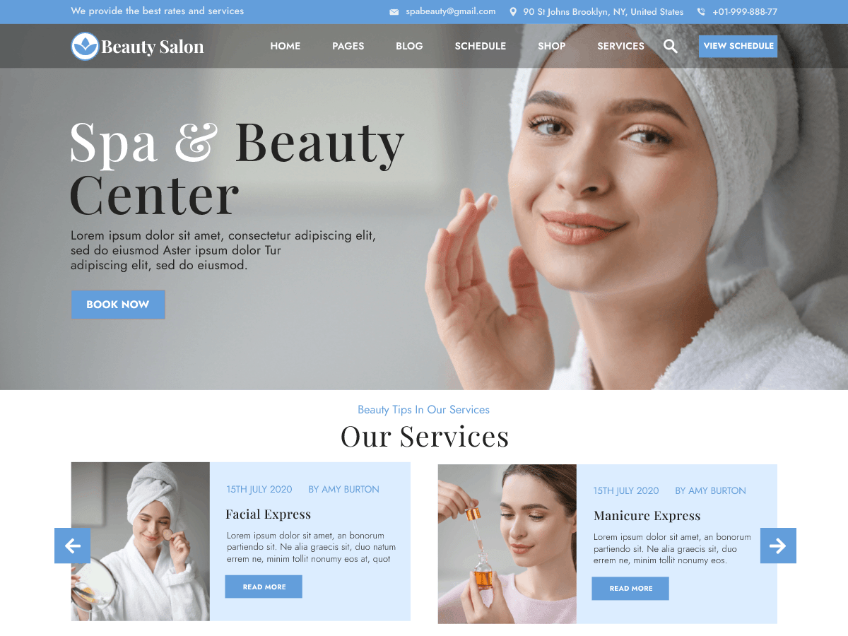 beauty-salon-spa theme websites examples