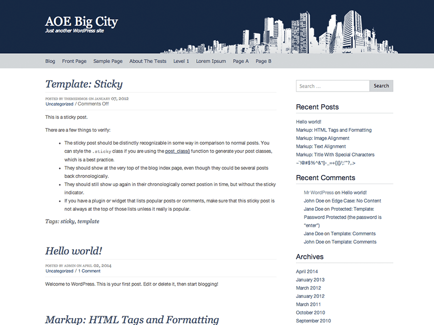 Big City website example screenshot