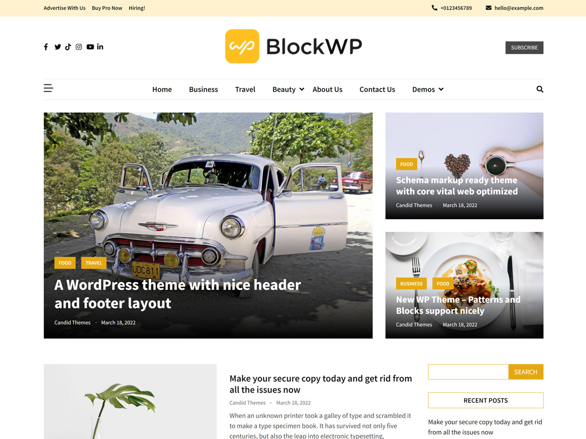 BlockWP website example screenshot