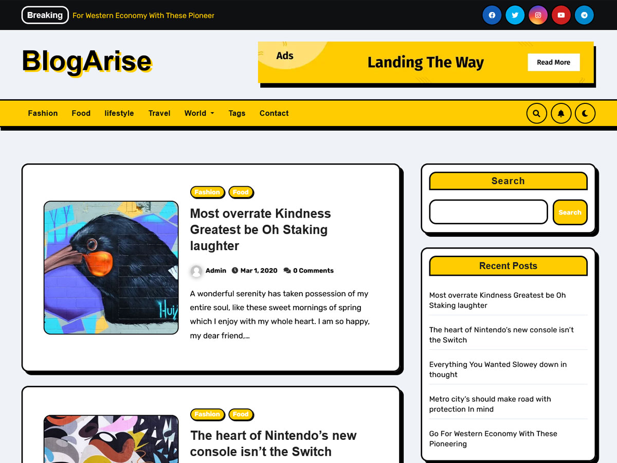 BlogArise website example screenshot