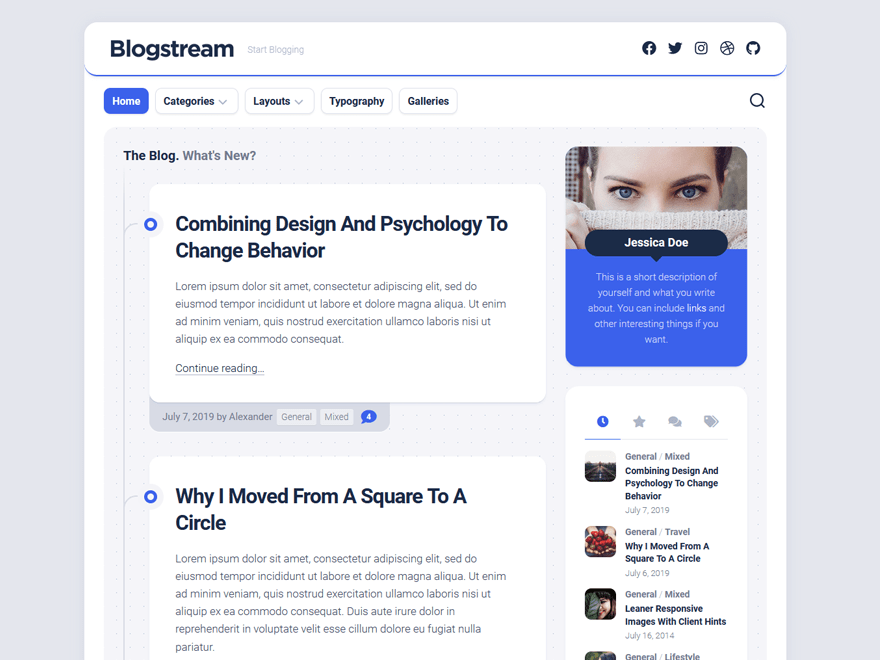 Blogstream website example screenshot