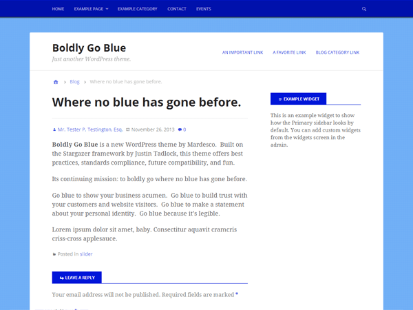 Boldly Go Blue theme websites examples