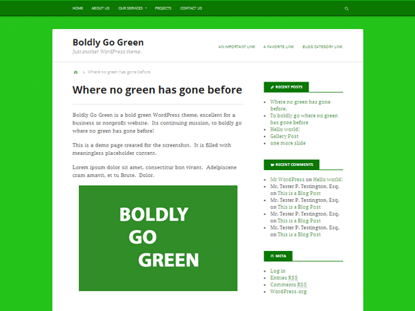 Boldly Go Green WordPress theme, websites list used Boldly Go Green theme Boldly Go Green theme websites examples