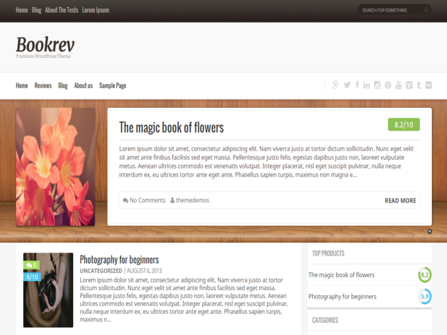 bookrev theme websites examples