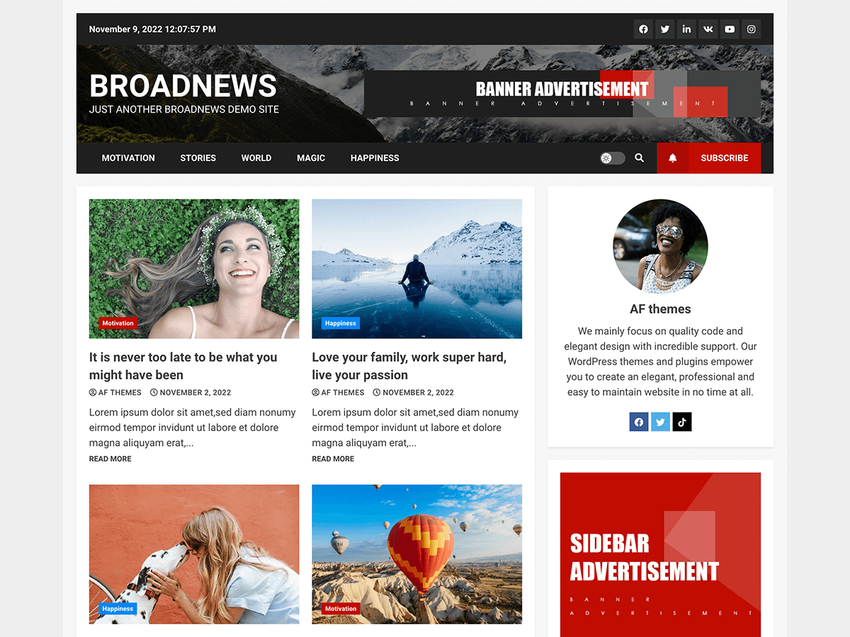 BroadNews website example screenshot