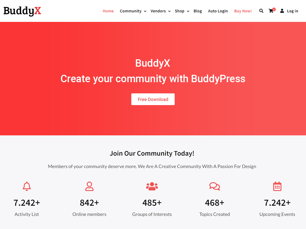BuddyX website example screenshot