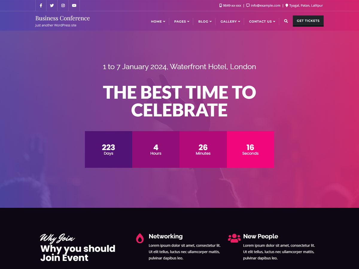 Business Event Conference theme websites examples