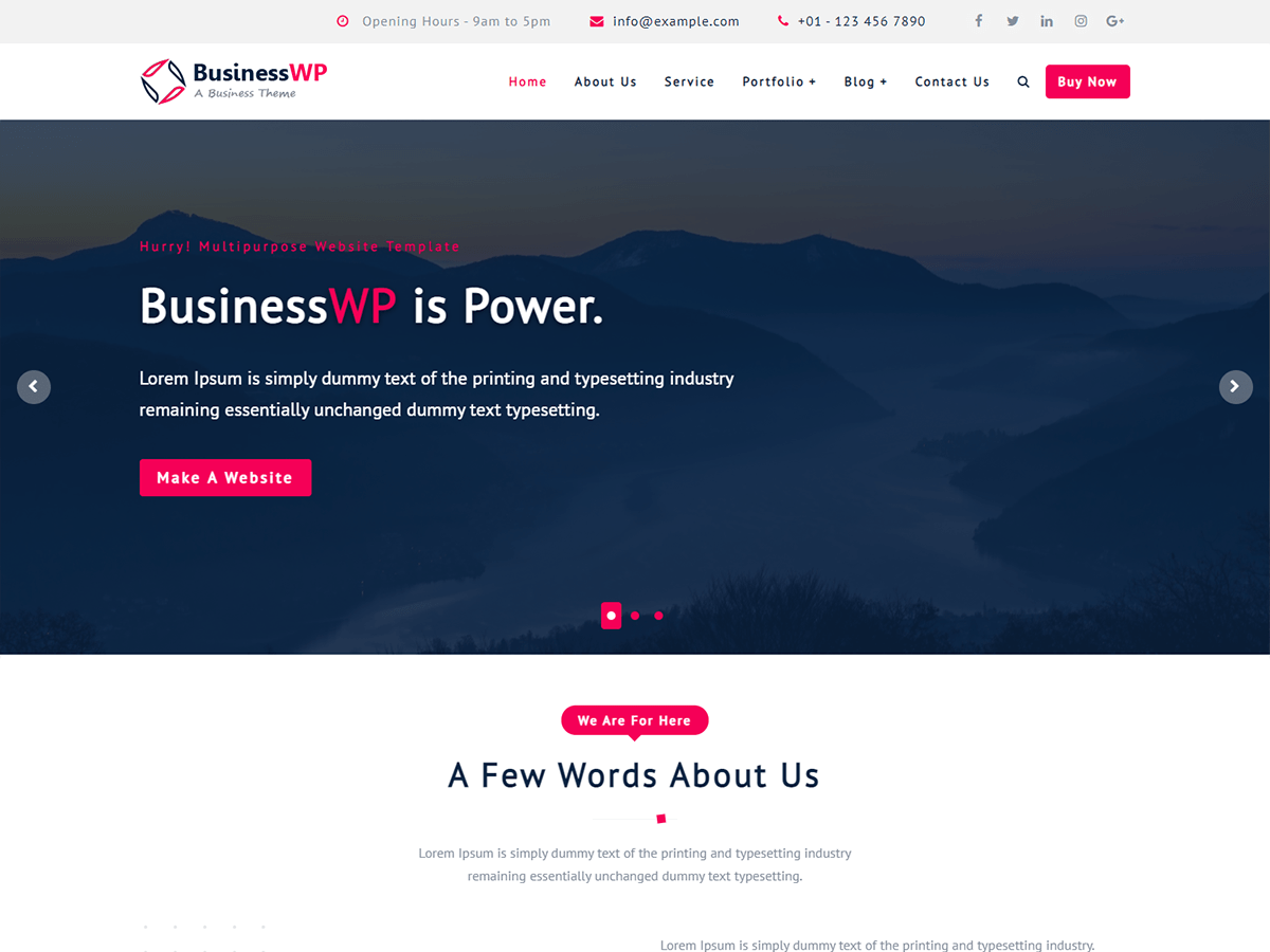 businesswp theme websites examples