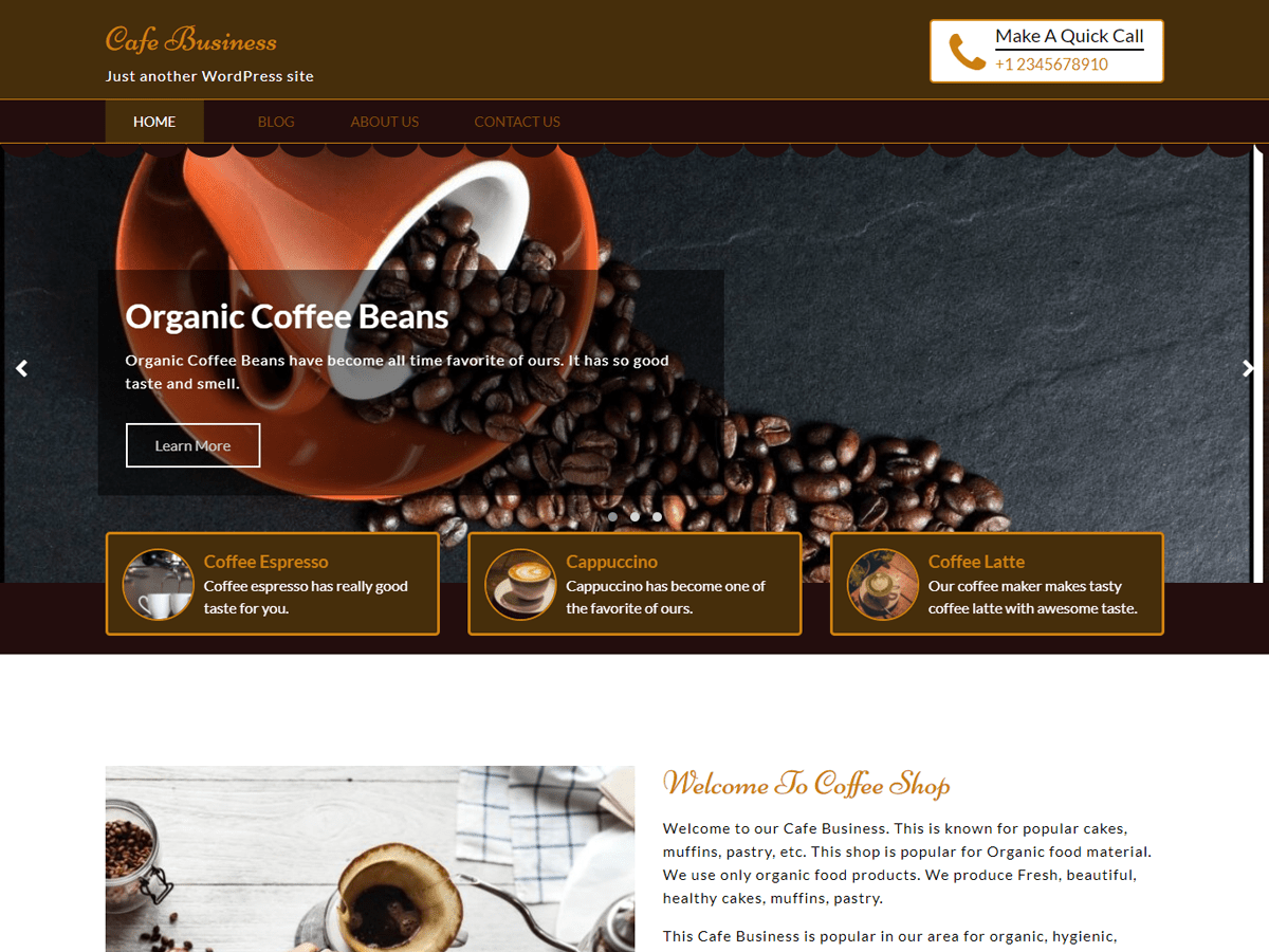 cafe-business theme websites examples