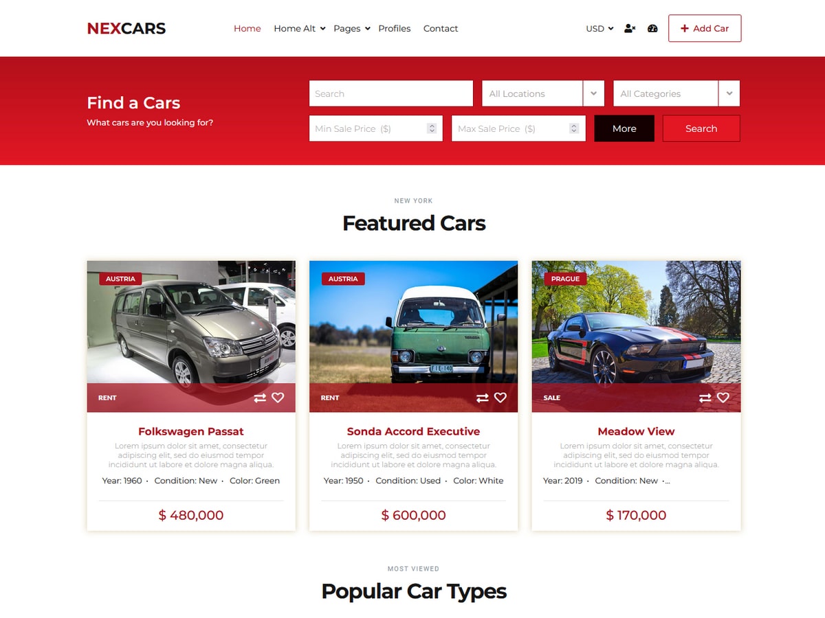 car-dealer-nexcars theme websites examples