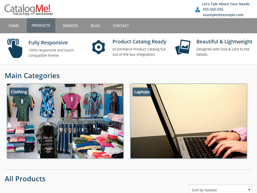 catalog-me theme websites examples