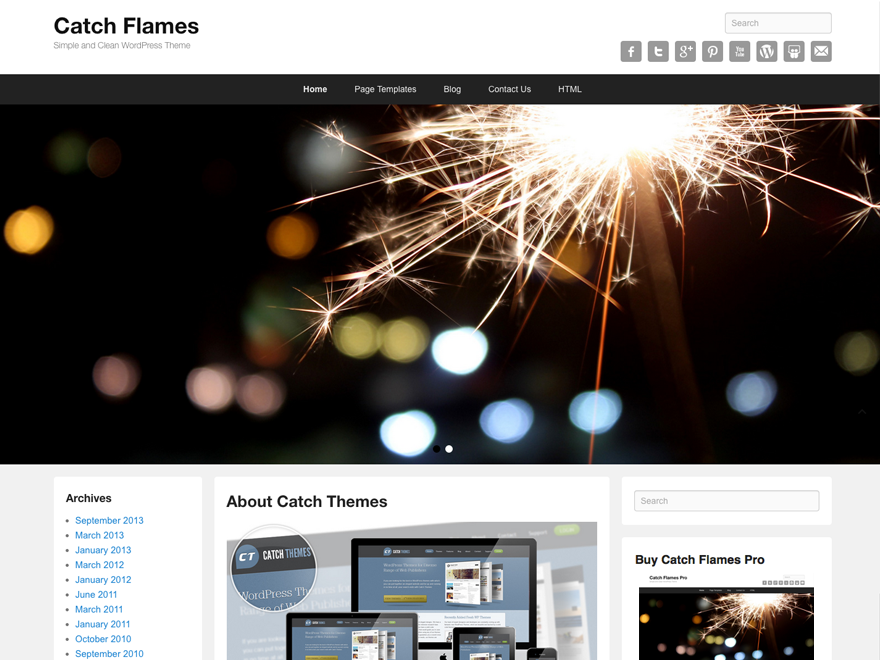 Catch Flames website example screenshot