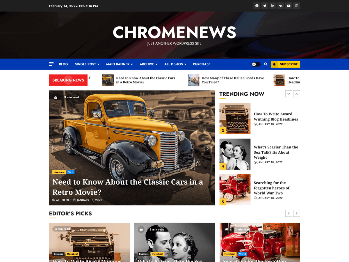 ChromeNews website example screenshot