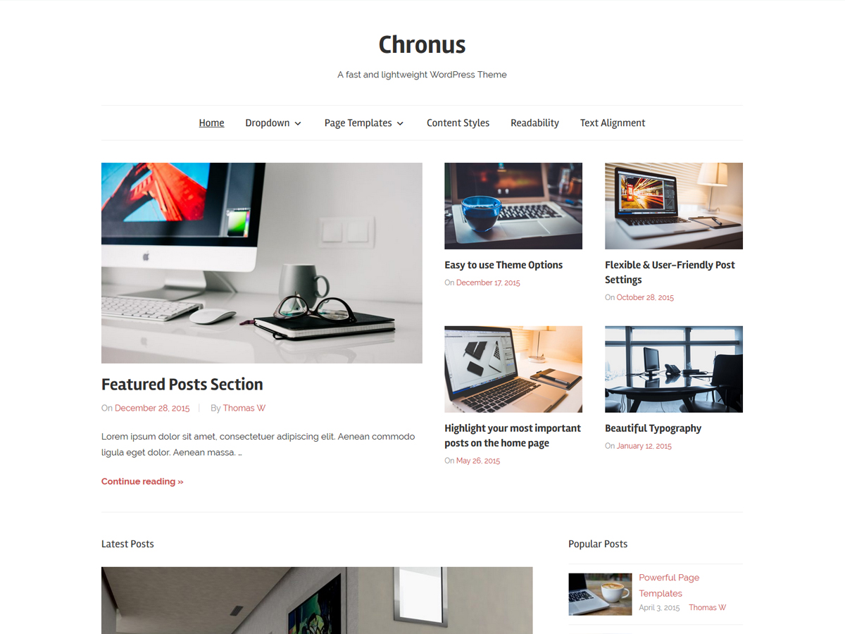 Chronus website example screenshot