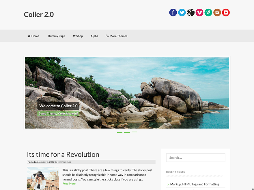 Coller theme websites examples