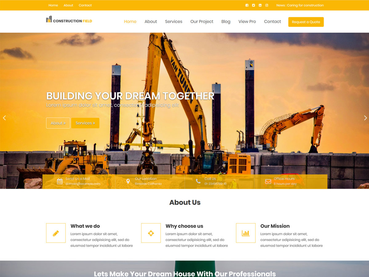 Construction Field website example screenshot