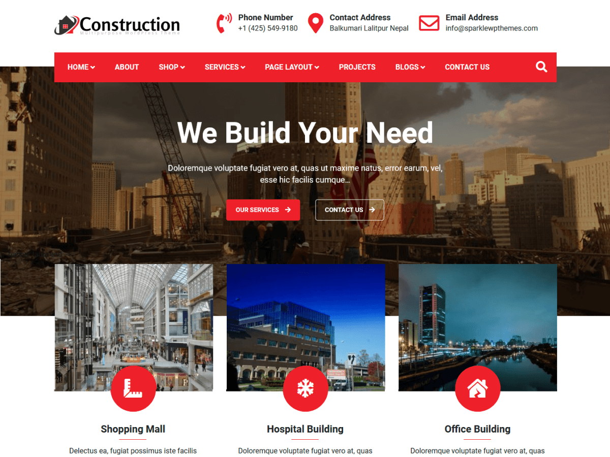 Construction Light website example screenshot