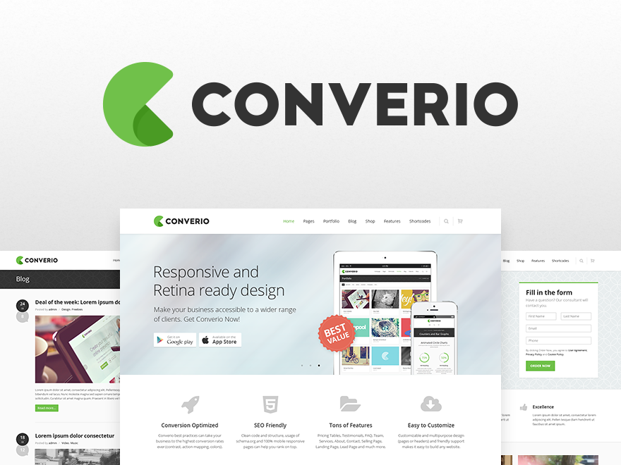 Converio website example screenshot