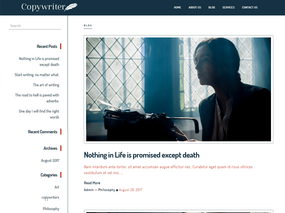 Copywriter theme websites examples
