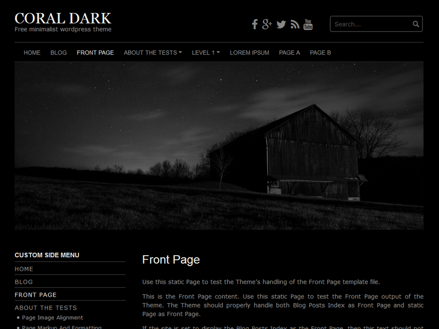 Coral Dark website example screenshot