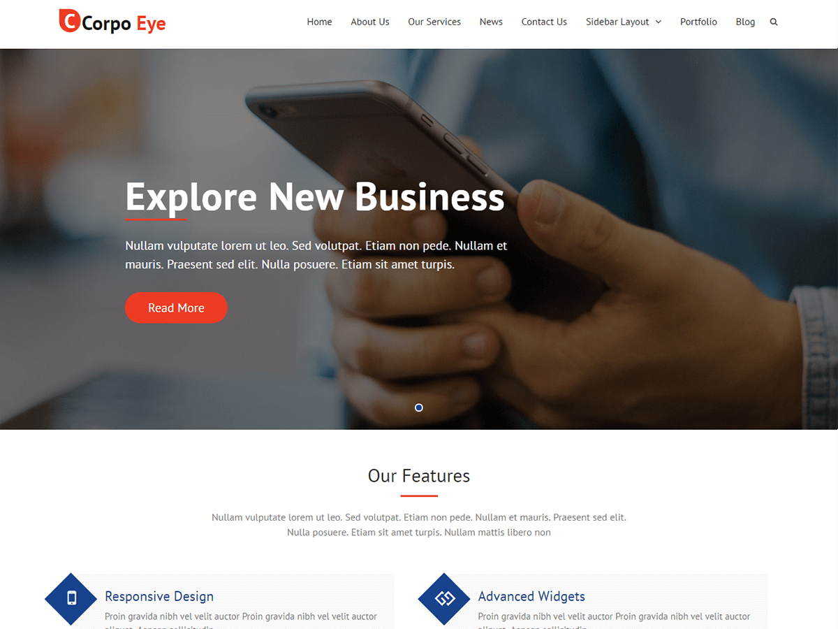 corpo-eye theme websites examples
