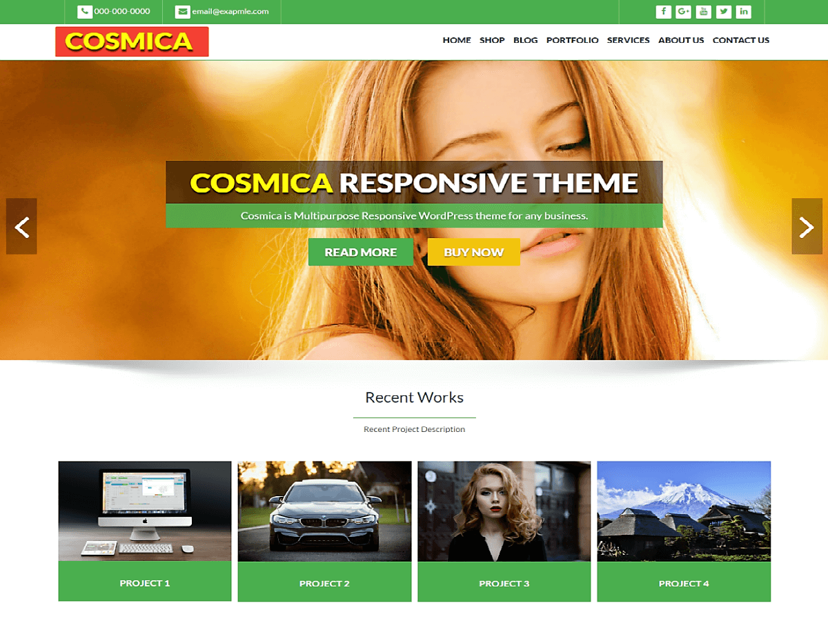 cosmica-green theme websites examples