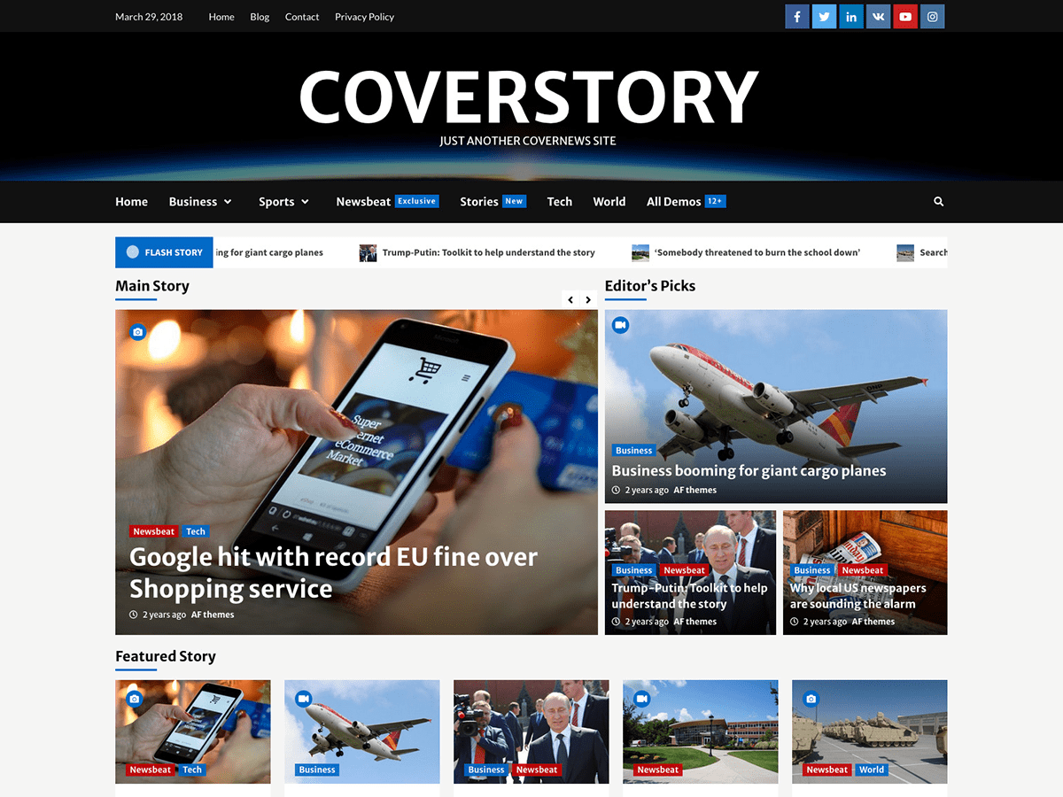 coverstory theme websites examples