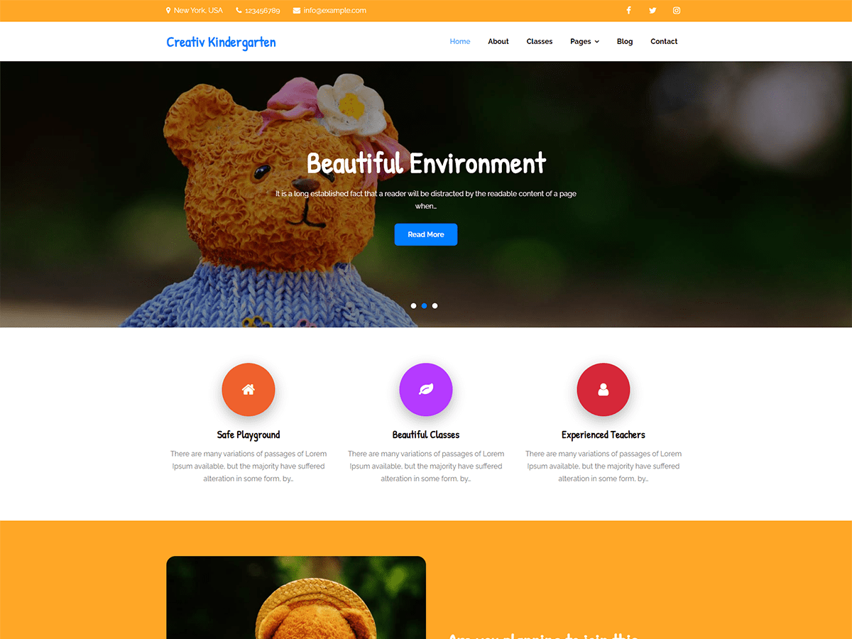 creativ-kindergarten theme websites examples