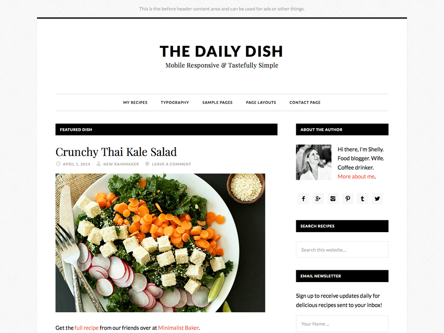 Daily Dish Pro website example screenshot